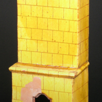 SLM 6374 - Kakelugn i miniatyr, gulglaserat lergods