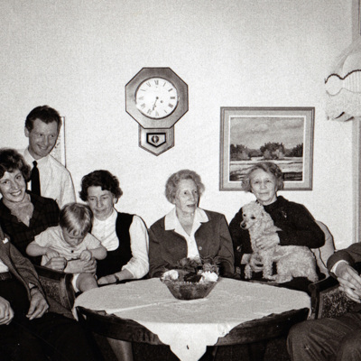 SLM P2016-0528 - Axel och Emilie Johansson med gäster, ca 1960-tal