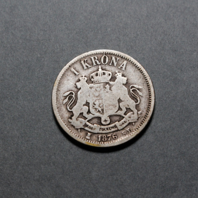 SLM 8369 - Mynt, 1 krona silvermynt 1876, Oscar II