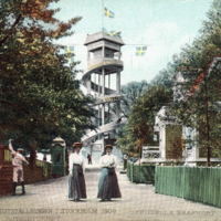 SLM P07-1872 - Färglagt vykort från Konstindustriutställningen i Stockholm 1909
