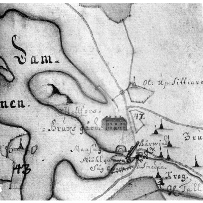SLM M035159 - Karta (E. Agner 1717) i Biby gods bibliotek.