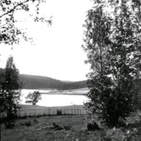 SLM Ö486 - Landskap med sjö och gärdsgård