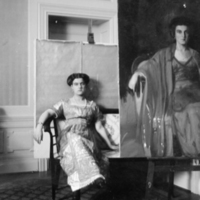 SLM P08-013 - Maria Pavlovna poserar framför sitt porträtt, målat av Bernhard Österman
