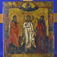 SLM 10390 - Ikon, ängel och helgonen Andreas, Simon Styliten och Kristus, 1800-tal