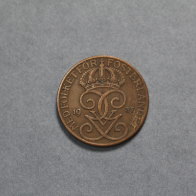 SLM 16751 - Mynt, 5 öre bronsmynt 1937, Gustav V