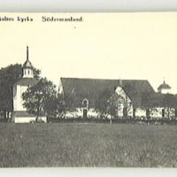 SLM M013742 - Stora Malms kyrka med klockstapel