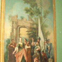 SLM 10852 6 - Väggmålning i tempera, Jefta och hans dotter, från 1700-talets förra hälft