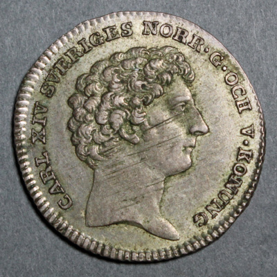 SLM 16503 - Mynt, 1/6 riksdaler silvermynt 1819, Karl XIV Johan
