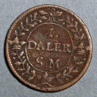 SLM 16255 - Mynt, 1 daler kopparmynt, nödmynt typ V 1718, Karl XII