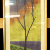 SLM 25720 - Akvarell, delvis abstrakt, med trädmotiv, okänd konstnär