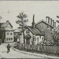 SLM M022207 - Sankt Annegatan 15-13 i Nyköping, teckning av Knut Wiholm