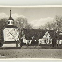 SLM M013760 - Stora Malms kyrka med klockstapel