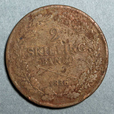 SLM 16515 - Mynt, 2 skilling kopparmynt typ II 1836, Karl XIV Johan