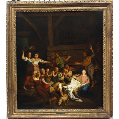SLM 5783 - Oljemålning, Kristi födelse, tillskriven C. W. Dietrich (1712-1774)