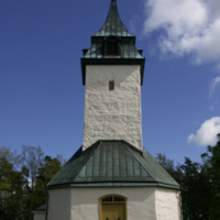 SLM D08-393 - Sundby kyrka. Exteriör, torn och vapenhus.