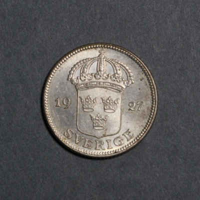 SLM 8393 - Mynt, 50 öre silvermynt typ I 1927, Gustaf V
