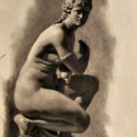 SLM 7170 - Kolteckning, kvinnoskulptur, Bernhard Österman (1870-1938)