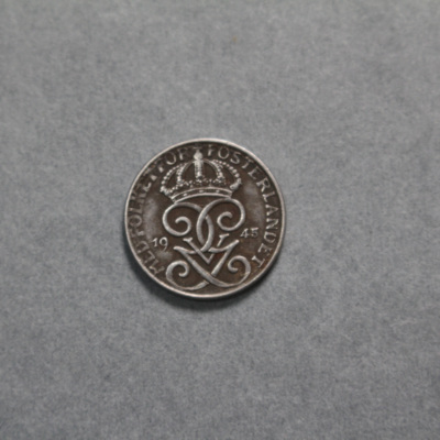 SLM 16773 - Mynt, 1 öre järnmynt 1945, Gustav V