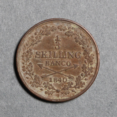SLM 16559 - Mynt, 1/3 skilling banco kopparmynt 1840, Karl XIV Johan