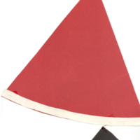 SLM 25947 31 - Tomteluva av röd papp med vit kant, julpynt