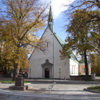 SLM D10-1276 - Alla Helgona kyrka, kyrkoanläggningen från väst