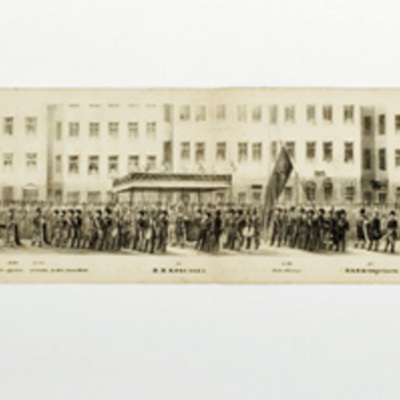 SLM 8737 - Litografi, Karl XV´s kröningståg 1860