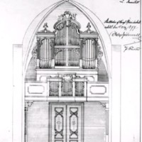 SLM R144-89-3 - Helgarö kyrka, ritning till förändring av läktare och orgelför