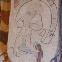 SLM D10-081 - Lids kyrka, väggmålning, Albertus Pictors självporträtt.