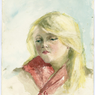 SLM 29187 - Akvarell, flickporträtt målat av Clara Sandströmer (1861-1942) år 1884