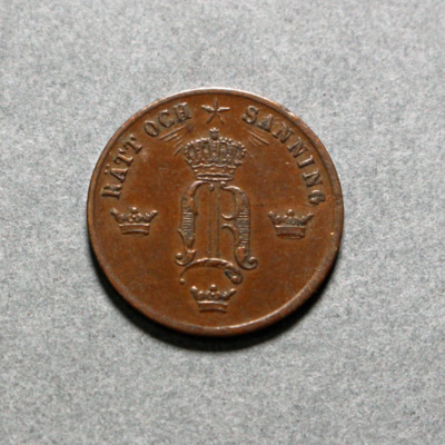 SLM 16698 - Mynt, 1/2 öre bronsmynt 1858, Oscar I