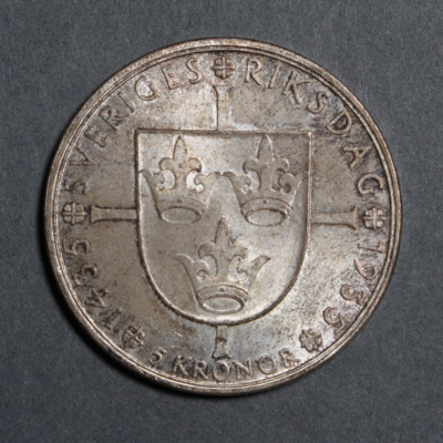 SLM 12597 36 - Mynt, 5 kronor silvermynt 1935, Gustav V