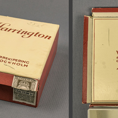 SLM 15665 - Cigarettask från Ströms herrekipering i Stockholm, sannolikt 1930-tal
