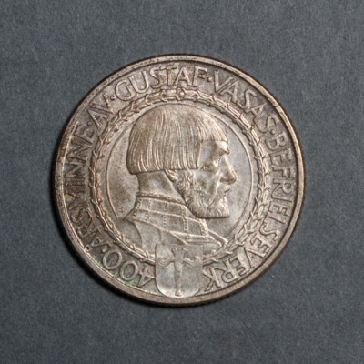 SLM 12597 50 - Mynt, 2 kronor silvermynt typ II 1921, Gustav V