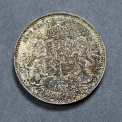 SLM 16707 - Mynt, 1 riksdaler silvermynt 1871, Garl XV