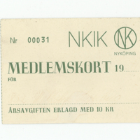 SLM 12606 11 - Medlemskort, NK:s idrottsklubb i Nyköping