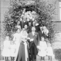 SLM X10-384 - Bröllopsfoto med släkten på trappan