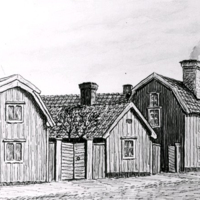 SLM KW191 - Östra Kvarngatan 15 i Nyköping, teckning av Knut Wiholm