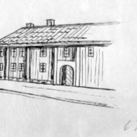 SLM R232-86-3 - Teckning föreställande Lilla gatan, Torshälla