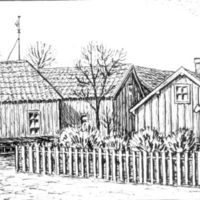 SLM M021978 - S:t Annegatan 4 i Nyköping, teckning av Knut Wiholm