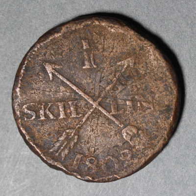 SLM 16424 - Mynt, 1 skilling kopparmynt 1802, Gustav IV Adolf
