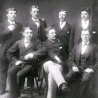 SLM M036484 - Gymnastikklubb i Nyköping, stående bak till höger Anton Rosén född 1854