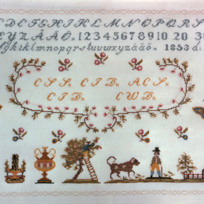 SLM 11276 - Märkduk av ylle från Stigtomta, daterad 1853