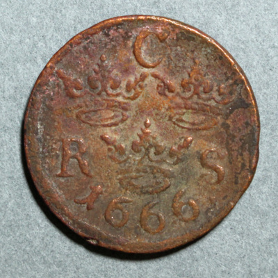 SLM 16186 - Mynt, 1/6 öre kopparmynt 1666, Karl XI