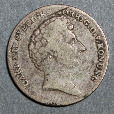 SLM 16512 - Mynt, 1/16 riksdaler specie silvermynt 1836, Karl XIV Johan