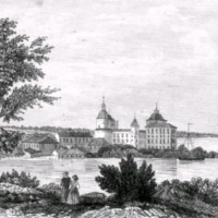 SLM M036291 - Litografi av Gripsholms slott i Mariefred från 1848