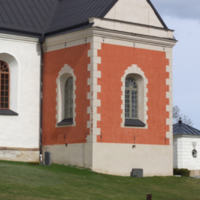 SLM D10-1148 - Fogdör kyrka, exteriör. Bergshammarsgravkoret från sydväst.