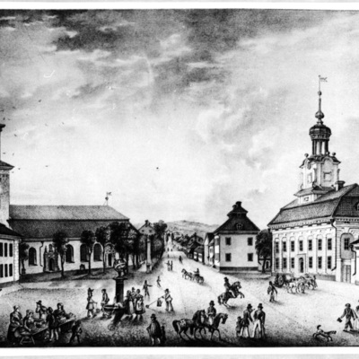 SLM A28-331 - Stora torget i Nyköping omkring 1840