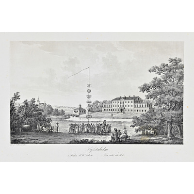 SLM 12247 - Akvatintetsning, midsommarafton vid Säfstaholms slott, av Ulrik Thersner 1824