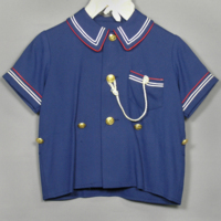 SLM 29114 1-2 - Sjömanskostym för barn, byxor och blus, av blått tyg med dekorationsband