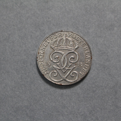 SLM 16760 - Mynt, 2 öre järnmynt 1919, Gustav V